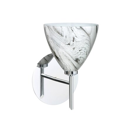 Besa Lighting Mia Mini Sconce, Marble Grigio, Chrome Finish, 1x5W LED 1SW-1779MG-LED-CR
